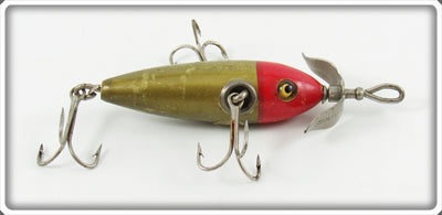 Vintage South Bend Gold Finish Red Head Midget Underwater Minnow 901 G