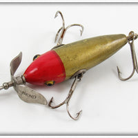 South Bend Gold Finish Red Head Midget Underwater Minnow 901 G