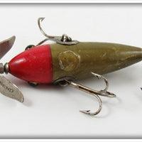 South Bend Gold Finish Red Head Midget Underwater Minnow 901 G