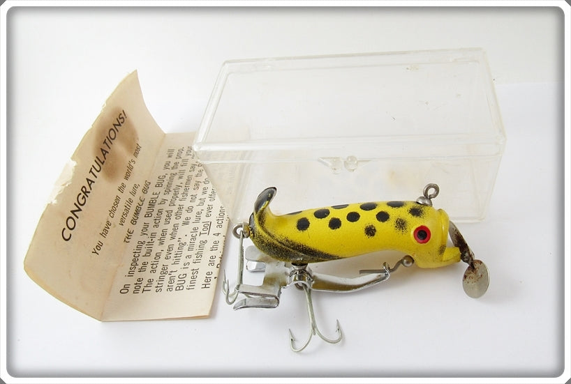 Vintage Gowan Yellow & Black Bumble Bug Lure In Box