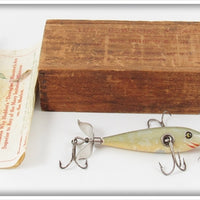 Heddon White With Slate Back 100 Minnow Lure In Wood Box 