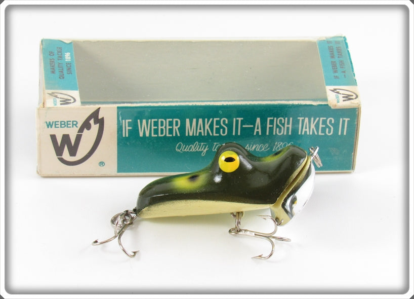 Vintage Weber Green Frog Swim King Lure In Box