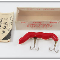Vintage L & L Bait Co Red & White Wiggle Worm Lure In Box
