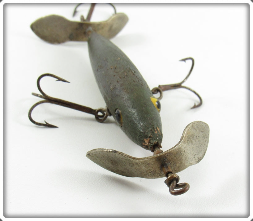 Vintage Pflueger Three Hook Wizard Wooden Minnow Lure For Sale
