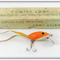 Vintage Cooper Lures Orange & White Cooper Loor Frog In Box
