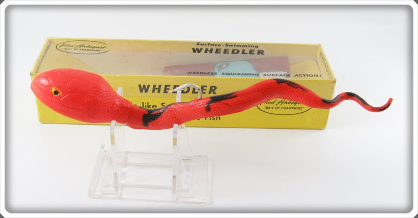 Vintage Arbogast Orange & Black Large Wheedler Snake Lure