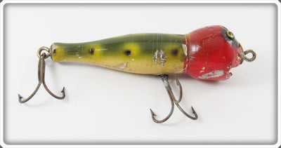 Vintage Garland Bros Red Head Frog Spot Cork Head Lure