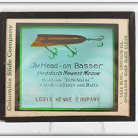 Vintage Heddon Head On Basser Advertising Glass Slide