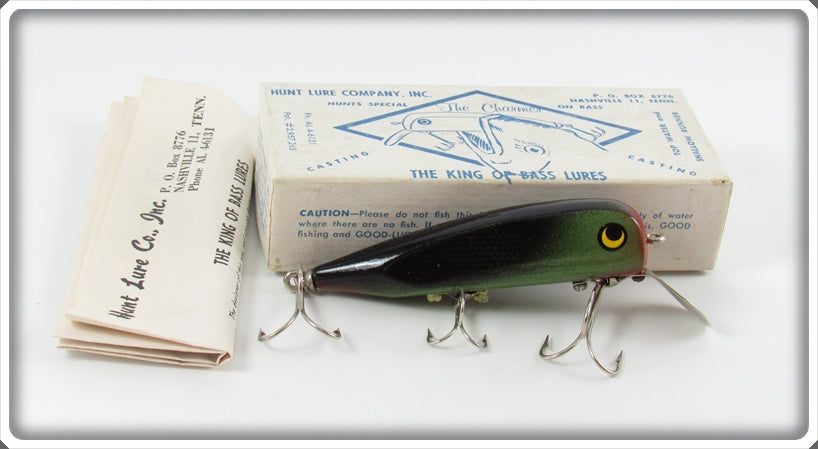 Vintage Hunt Lure Co Black & Green The Charmer Lure In Box