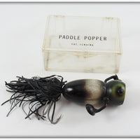 Vintage Gigi Lure Co Black & Silver Paddle Popper Lure In Box