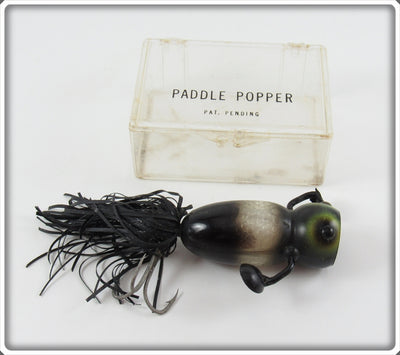 Vintage Gigi Lure Co Black & Silver Paddle Popper Lure In Box