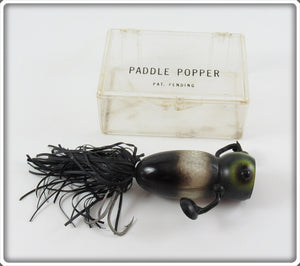 Vintage Gigi Lure Co Black & Silver Paddle Popper Lure In Box