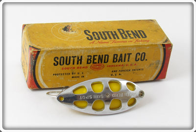 South Bend Chrome Yellow Sun Spot Spoon In Correct Box 525 CY