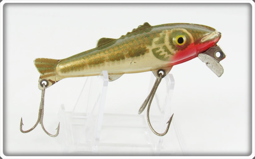 Vintage Outing Mfg Co Green & Gold Scale Bassy Getum Lure
