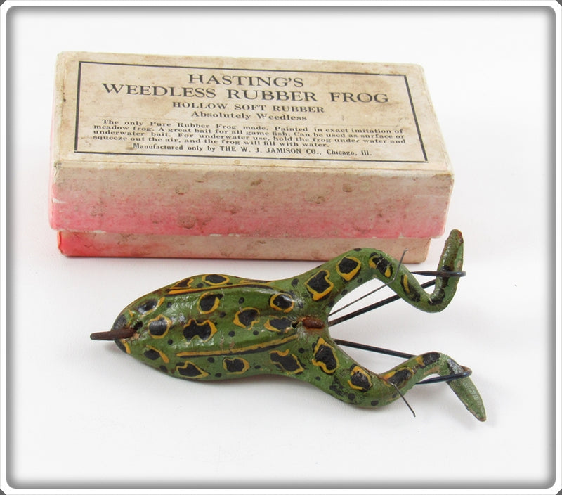W.J. Jamison Hasting's Weedless Rubber Frog Lure In Box For Sale