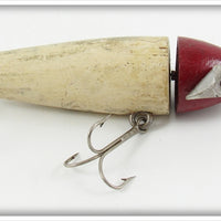 Vintage Unknown Red & White Rotary Head Bait Lure