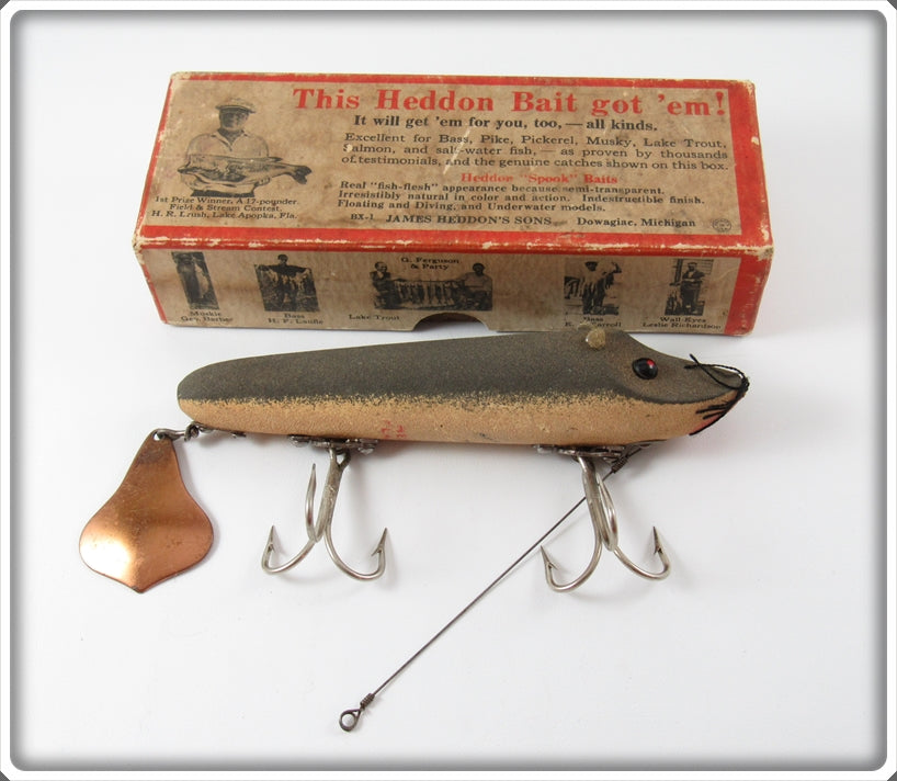 Vintage Heddon Grey Mouse Flaptail Lure In Box 7050 GM