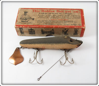 Vintage Heddon Grey Mouse Flaptail Lure In Box 7050 GM