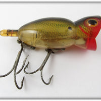 Vintage Fred Arbogast Clear Gold Scale Hula Popper Lure 