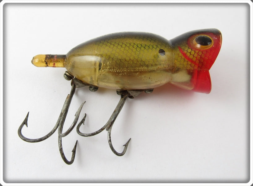 Vintage Fred Arbogast Clear Gold Scale Hula Popper Lure 