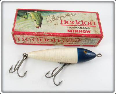 Heddon Blue Head White Thick Body Musky Rigged Zaragossa Lure In Box