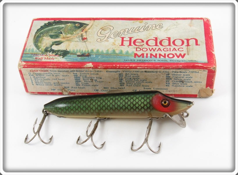 Vintage Heddon Green Scale Vamp Lure In Up Bass Box 7509D