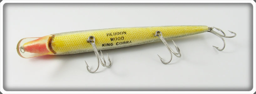 Vintage Heddon Yellow Wood King Cobra Lure 9940 Y For Sale