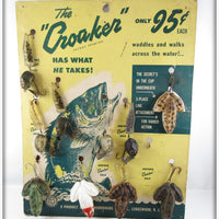 F. S. Burroughs Co Dealer Display Of Croaker & Tadpole Lures