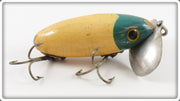 Fred Arbogast Blue Head White Body Wood Jitterbug Lure