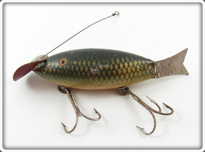 Chas W Lane Green & Gold Scale Wagtail Wobbler Minnow