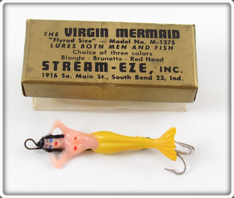 Vintage Stream Eze Yellow Flyrod Virgin Mermaid Lure In Box For Sale