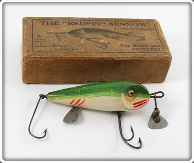 James L. Donaly Green & White The Redfin Minnow Lure In Box