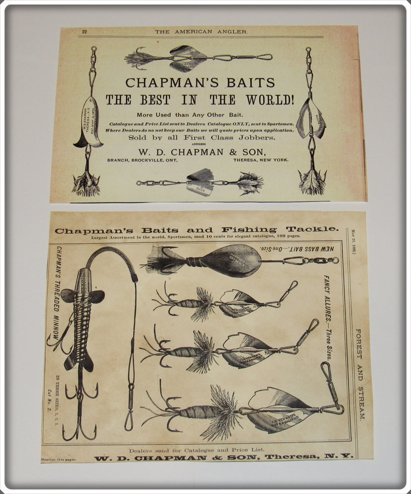 W. D. Chapman & Son Chapman's Baits Advertising Reprints For Sale