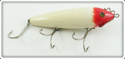 Vintage Heddon Red Head White Near Surface Wiggler Lure 