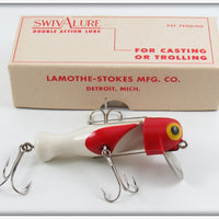 Vintage Lamothe Stokes Mfg Co White & Red Swiv A Lure In Box