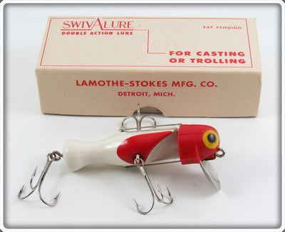 Vintage Lamothe Stokes Mfg Co White & Red Swiv A Lure In Box