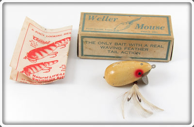 Vintage Weller White Red Eyes Mouse 928 In Gray Mouse Box 926