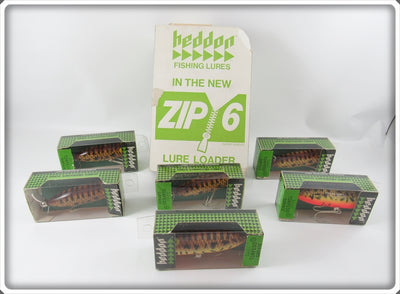 Vintage Heddon Brown Crawdad Baby Torpedo Dealer Zip 6 Set 