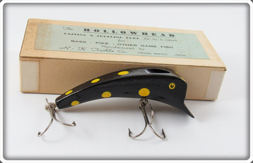 black and yellow tackle box R-K Tackle Co Black & Yellow Hollowhead Lure In Box B&Y For Sale