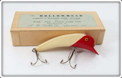 Vintage R-K Tackle Co White & Red Hollowhead Lure In Box W&R