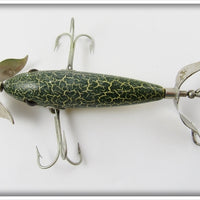 Heddon Green Crackleback Fancy Back 100 Minnow In Correct Wood Box