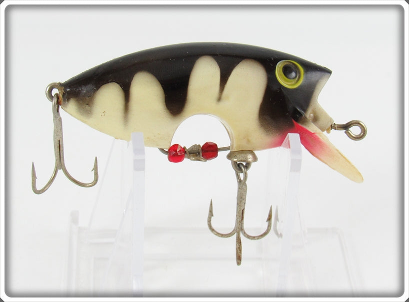 Vintage Poe's White Black Striped Loco-Motion Lure 