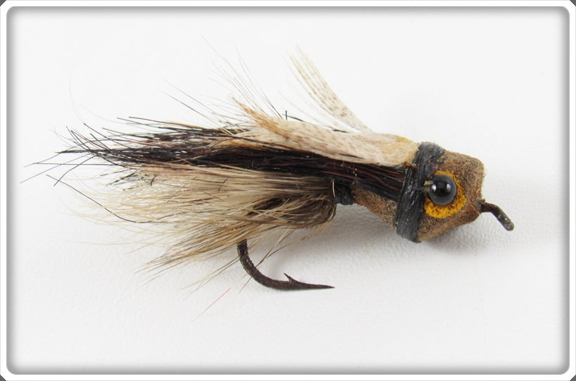 Vintage Heddon Brown Fuzzi Bug Fly Rod Lure 74B
