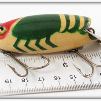 F.B. Hamilton Green, White & Red Wiggly Crawfish