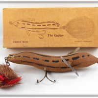 Vintage Elmer J Deuster The Gopher Lure In Picture Box