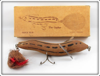 Vintage Elmer J Deuster The Gopher Lure In Picture Box