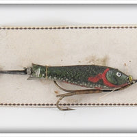 Vintage Pflueger Early Hard Rubber Minnow Lure On Card