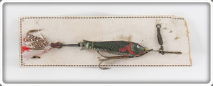 Vintage Pflueger Early Hard Rubber Minnow Lure On Card