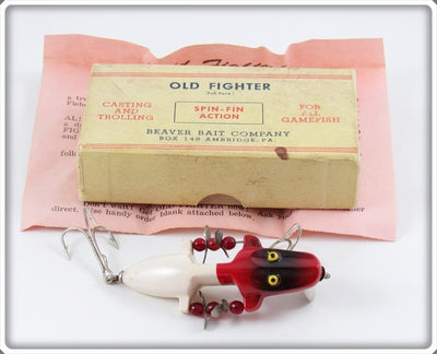 Beaver Bait Company Red & White Old Fighter Lure In Box