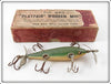 Vintage Playfair Green Crackleback Wooden Minnow Lure In Box